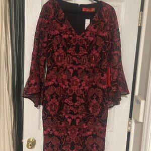 Carmen Marc Valvo  Infusion Black and pink Floral Dress